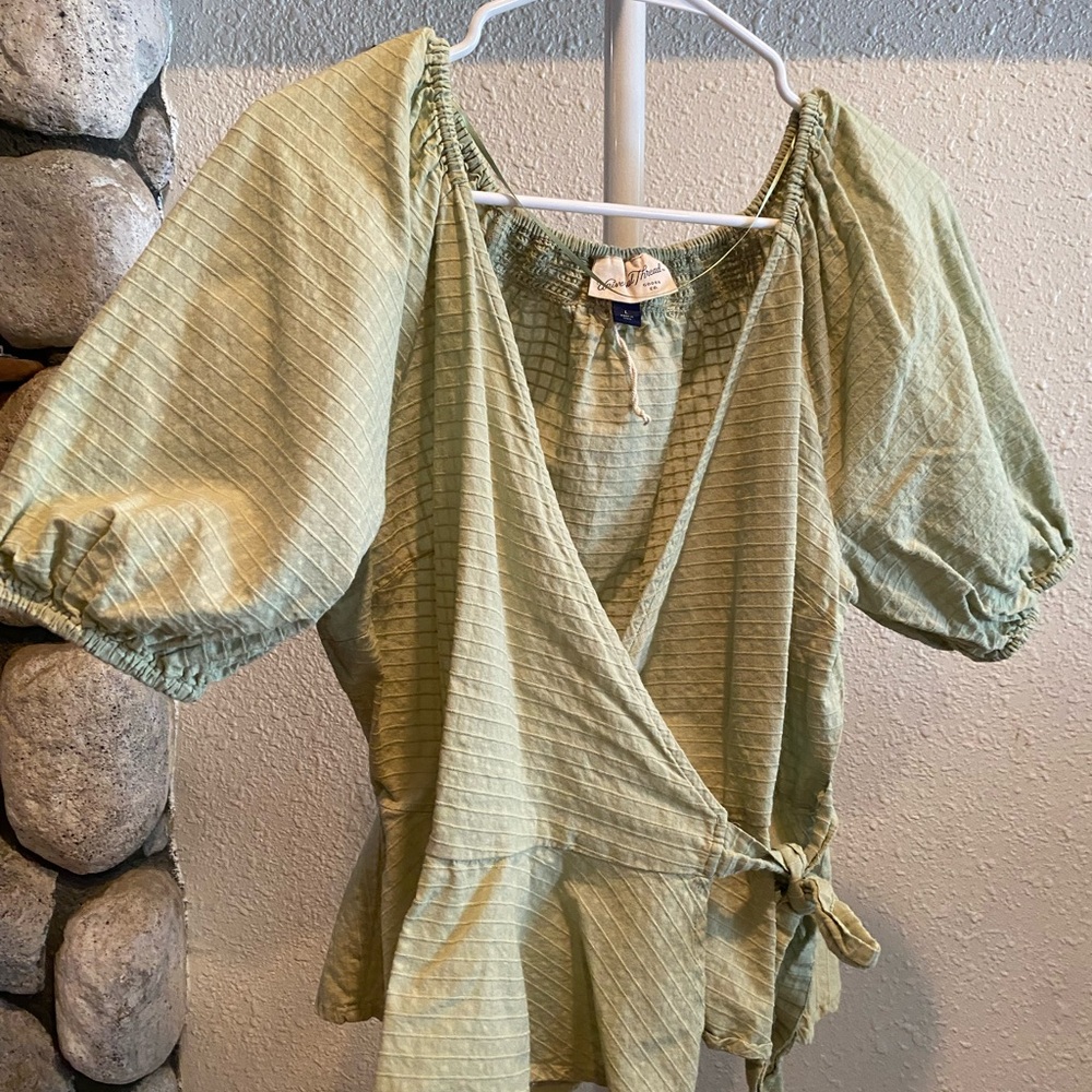 Universal Thread Light Green Wrap Blouse